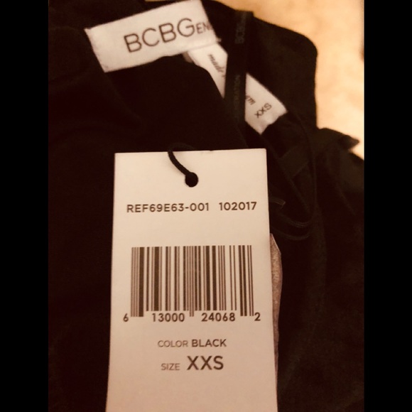 BCBG Faux Velvet Black Midi Dress NWT - Picture 2 of 2